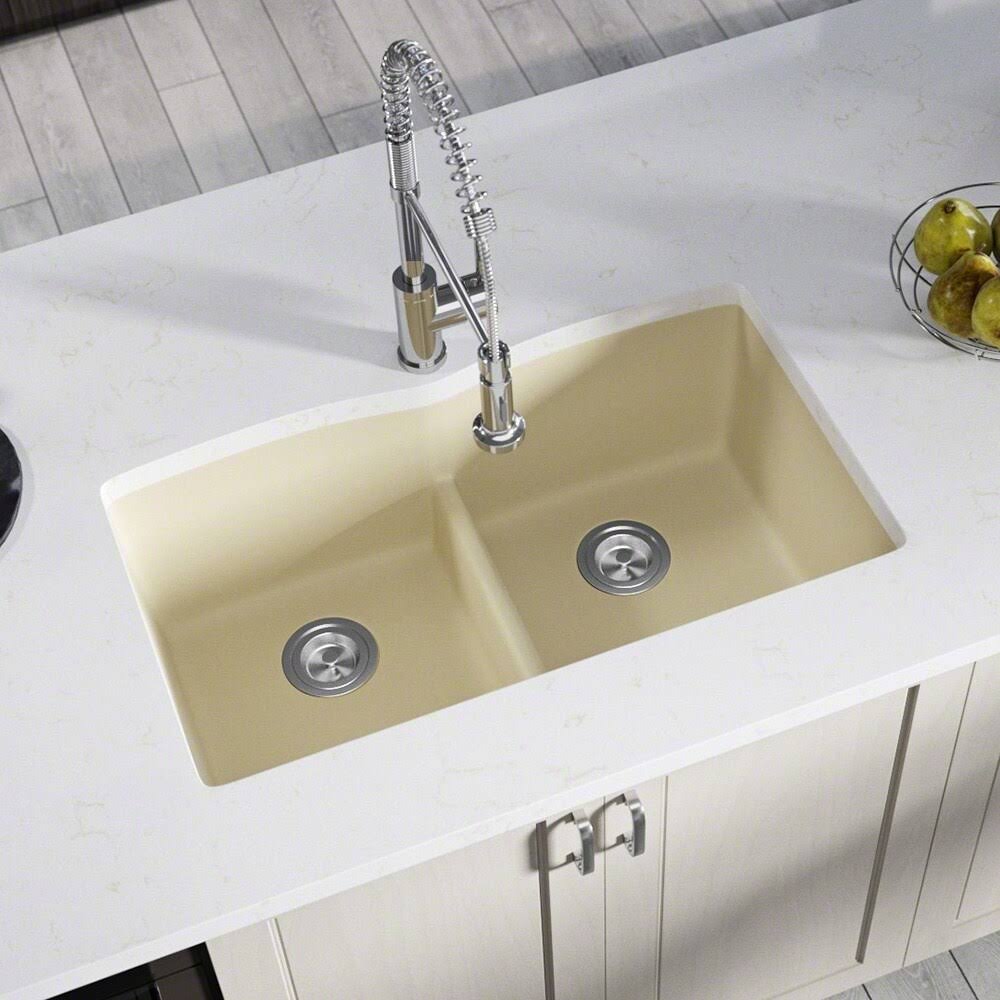 White Double Bowl Quartz Kitchen Sink M837