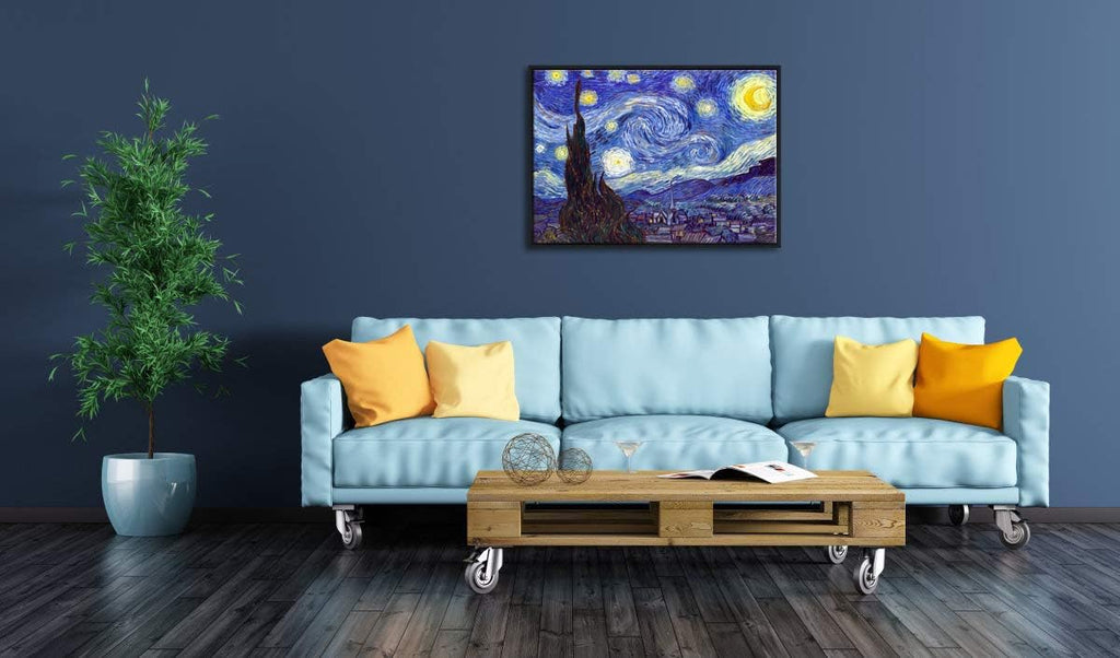 Framed Wall Art Canvas Prints of Starry Night Paintings Reproduction Black Frame Q2821