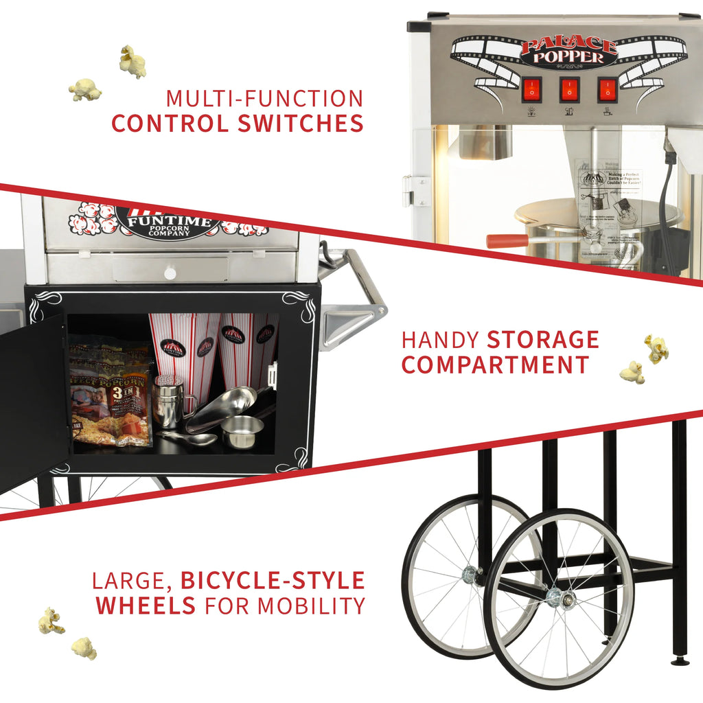Commercial Popcorn Machine with Cart C3502