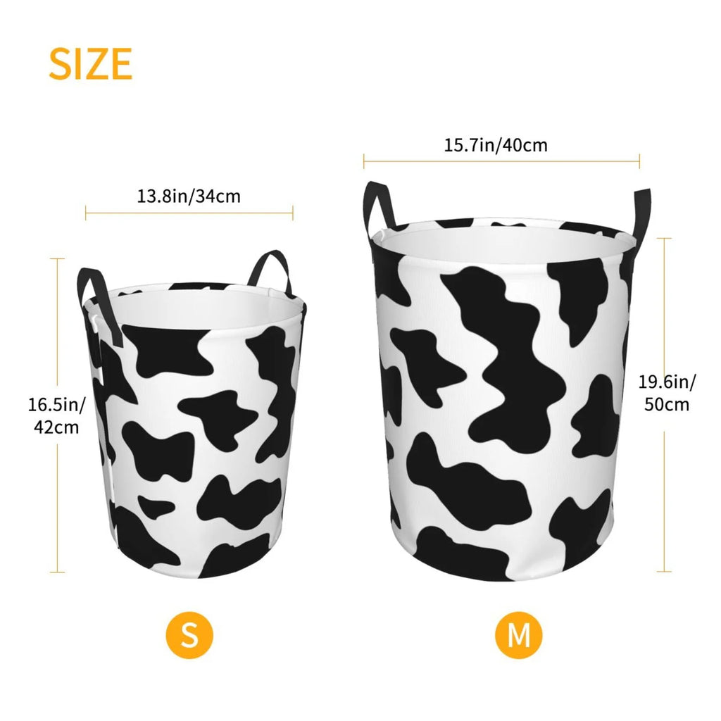 Milk Cow Laundry Hamper with Handles Collapsible Waterproof T339