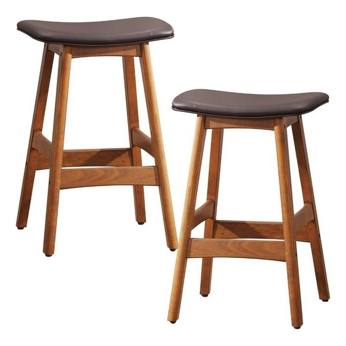 Faux Leather Counter Stool in Brown (Set of 2) C88668