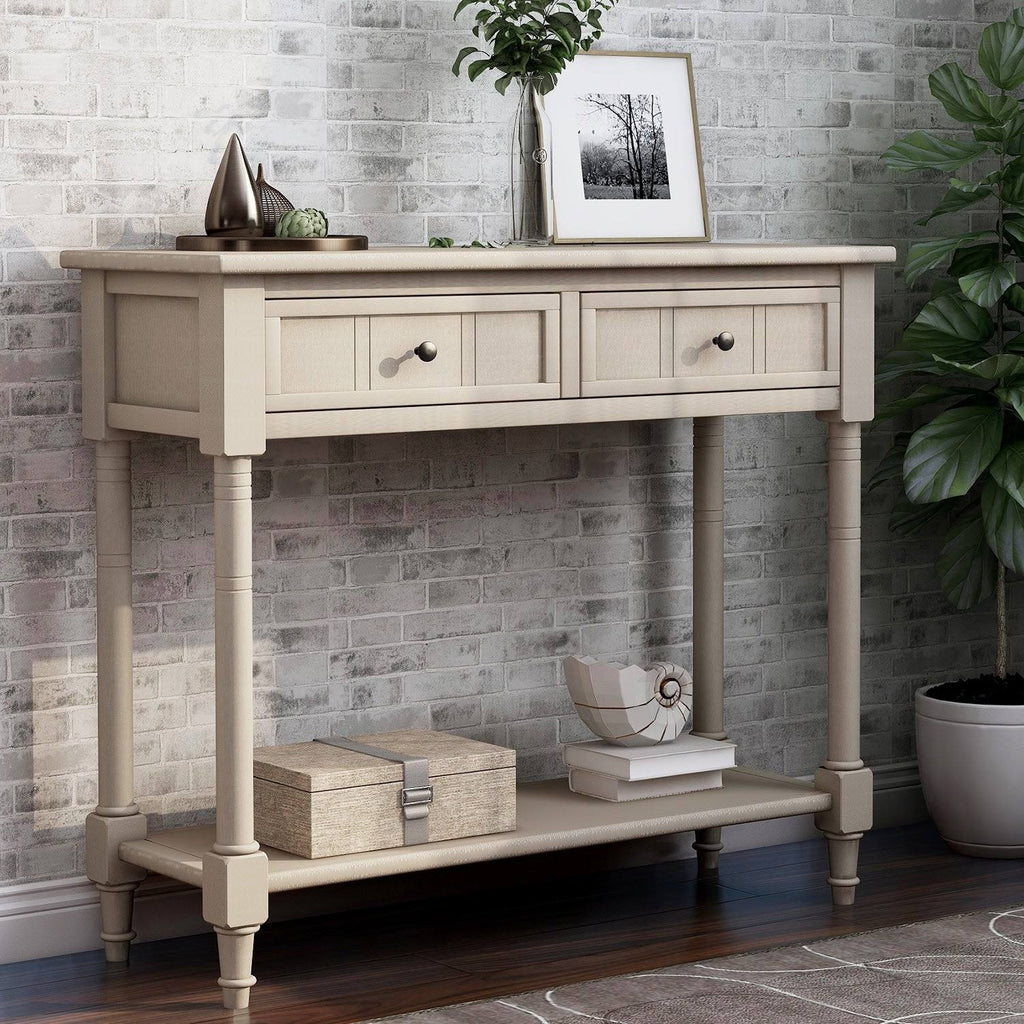 Espresso Two Drawer Console Table with Bottom Shelf R12589