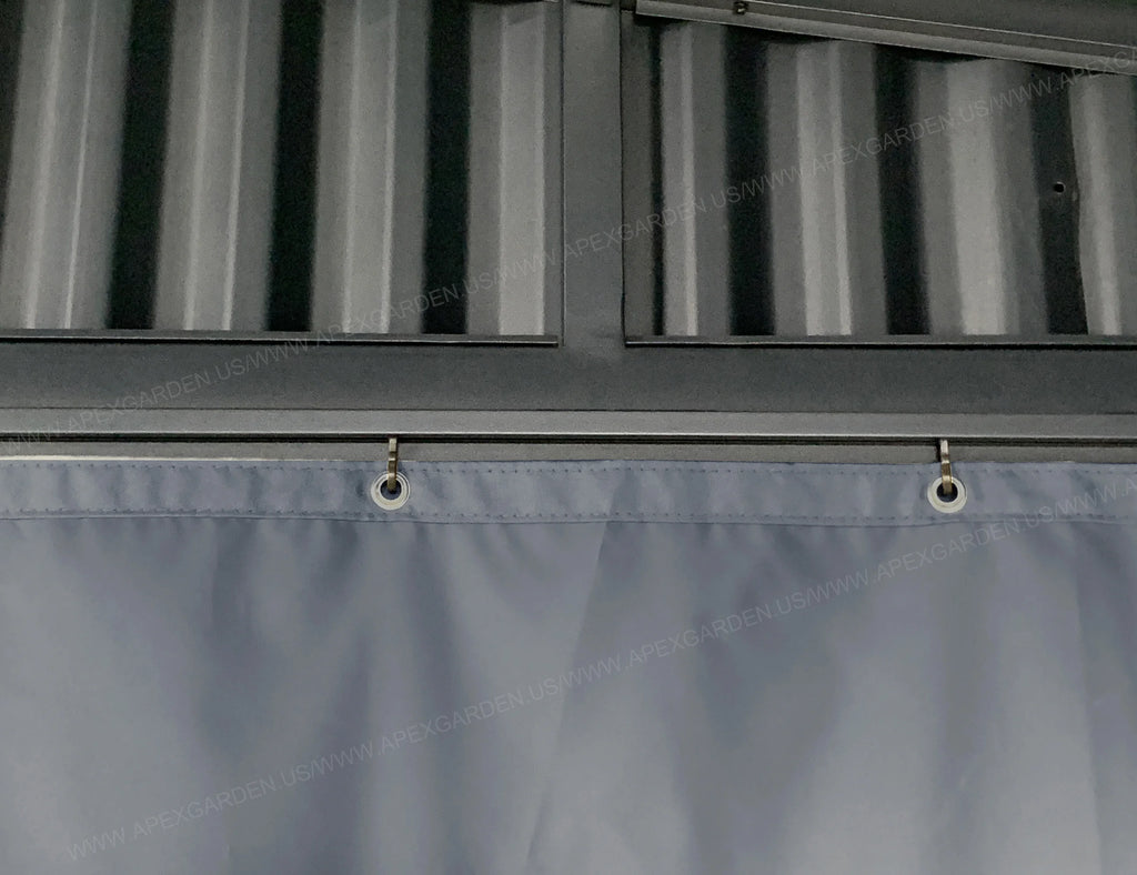 10' x 12' 3-Sided Privacy Curtain Set for Wall-Mounted Sun Shelter S685
