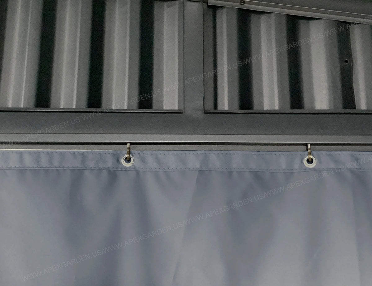 10' x 12' 3-Sided Privacy Curtain Set for Wall-Mounted Sun Shelter S685