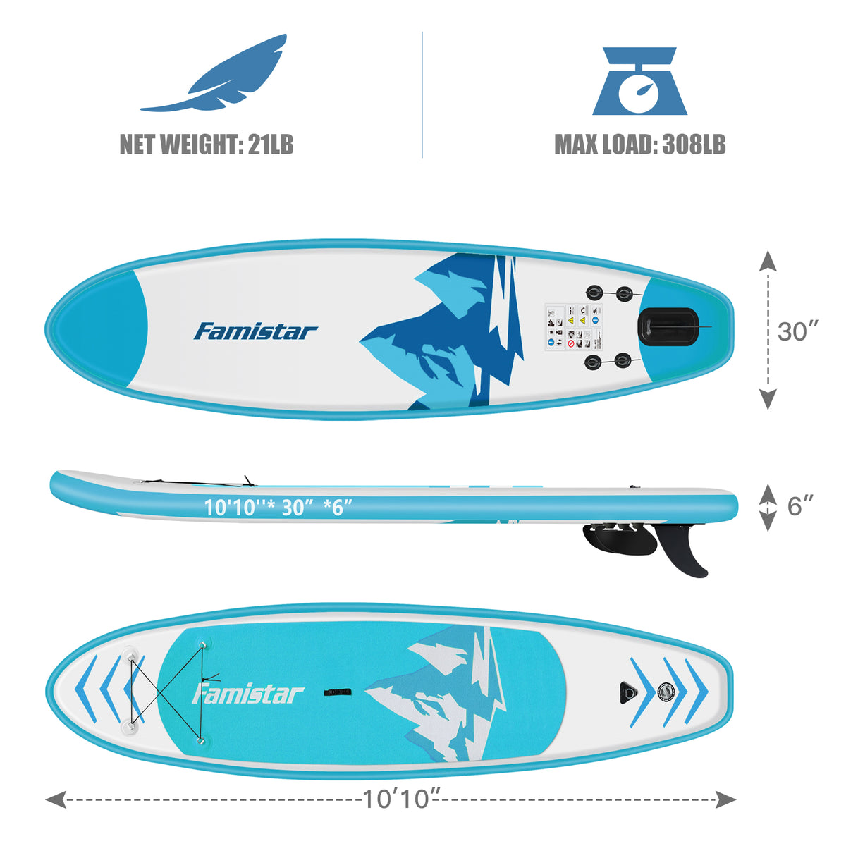 10' Inflatable Stand Up Paddle Board with Adjustable Paddle, Pump & Carrying Backpack M198