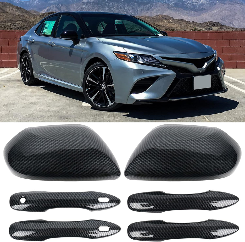 Black Side Door Mirror Caps and Door Handle Covers for Toyota Camry T429