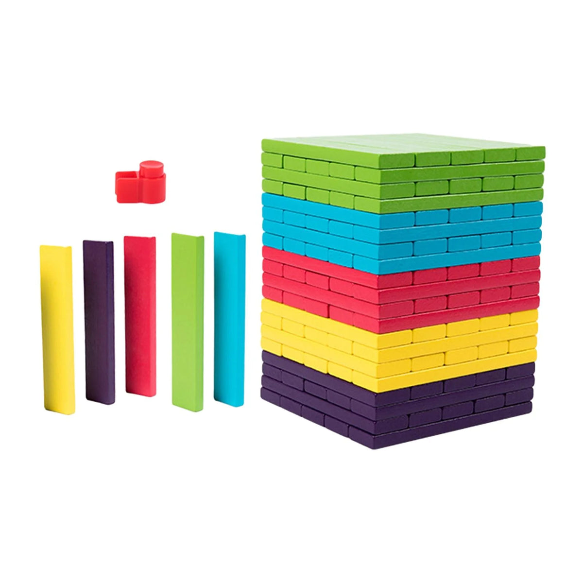 100 Pieces Wooden Stacking Blocks Building Kits Board Game E7188